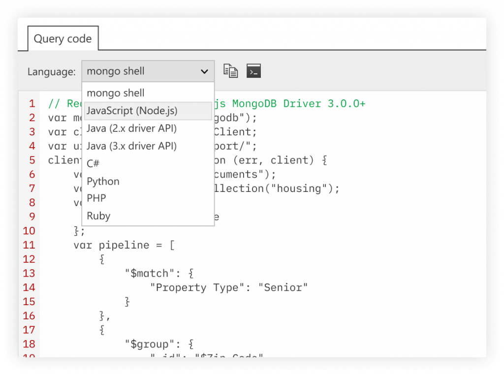 查询代码 - MongoDB 查询代码生成