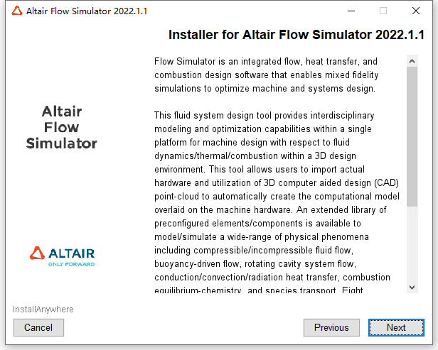 Altair FlowSimulator 2022.1.1软件下载安装教程