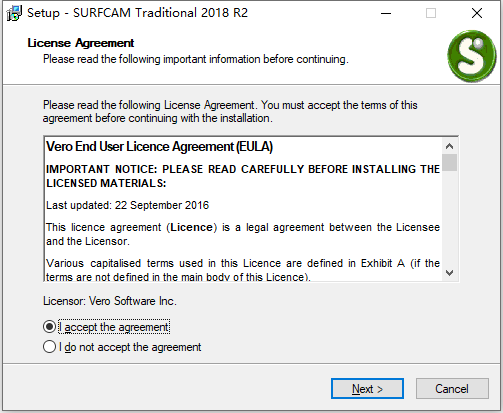 Vero SurfCAM Traditional 2018 R2 64位英文版安装教程