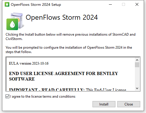 Bentley OpenFlows Storm 2024 v24.00.03.23 64位英文版软件安装教程